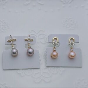 26E208 Handmade Freshwater Pearl Dangling Earrings